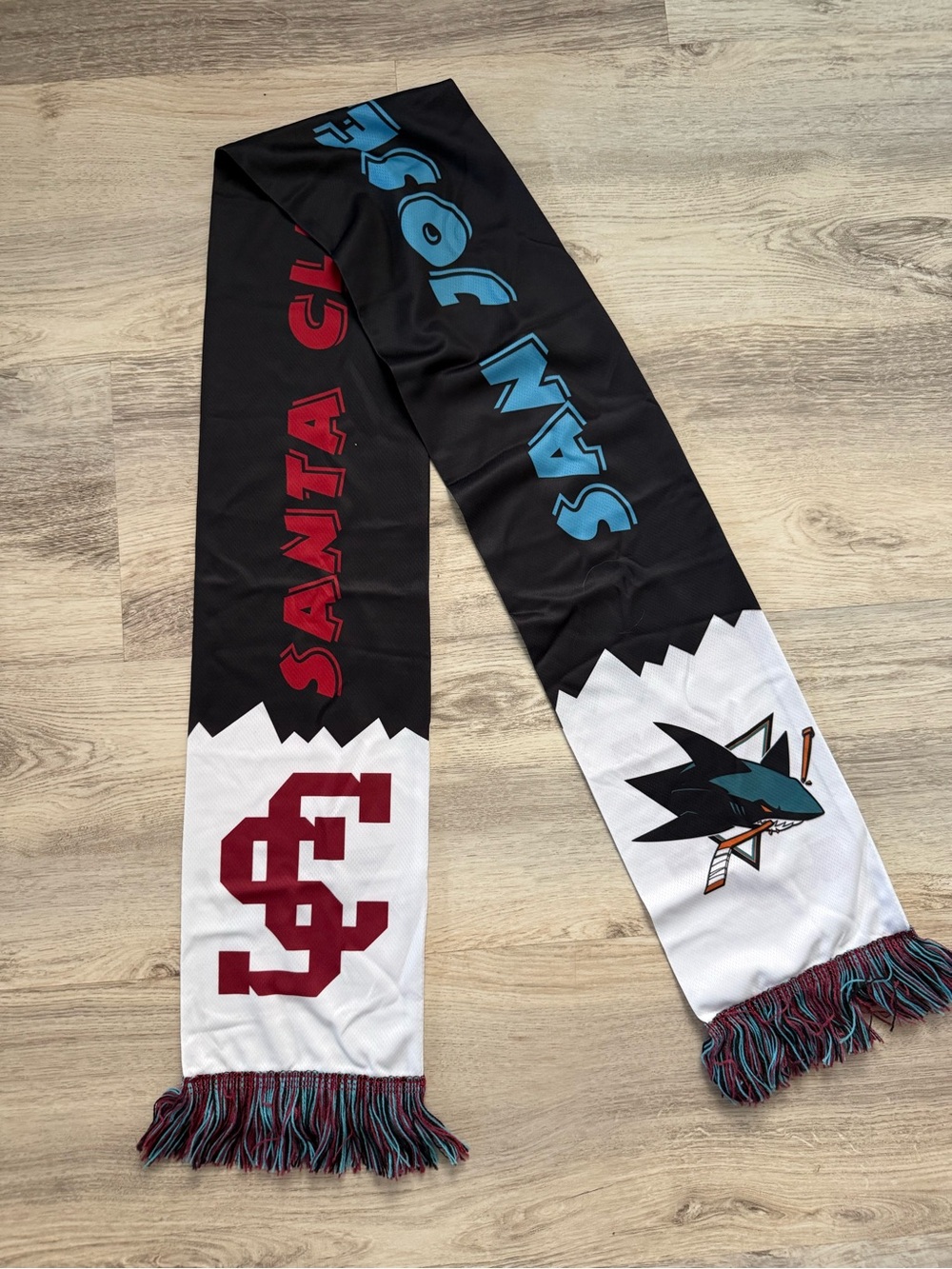 San Jose Sharks vs. Santa Clara Soccer Fan Scarf - Black, Teal, White, Maroon